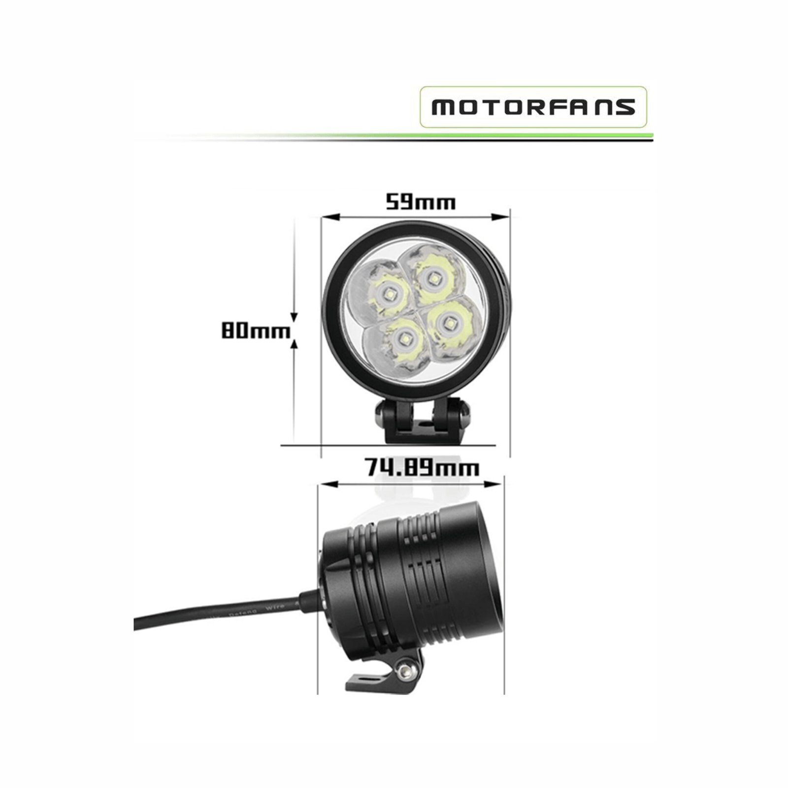 MOTORFANS L4X MAX | 80W(PAIR) FULLY DIMMABLE 6000K 8000LM SPOT BEAM LED AUXILIARY LAMP - HK550609 - Image 2