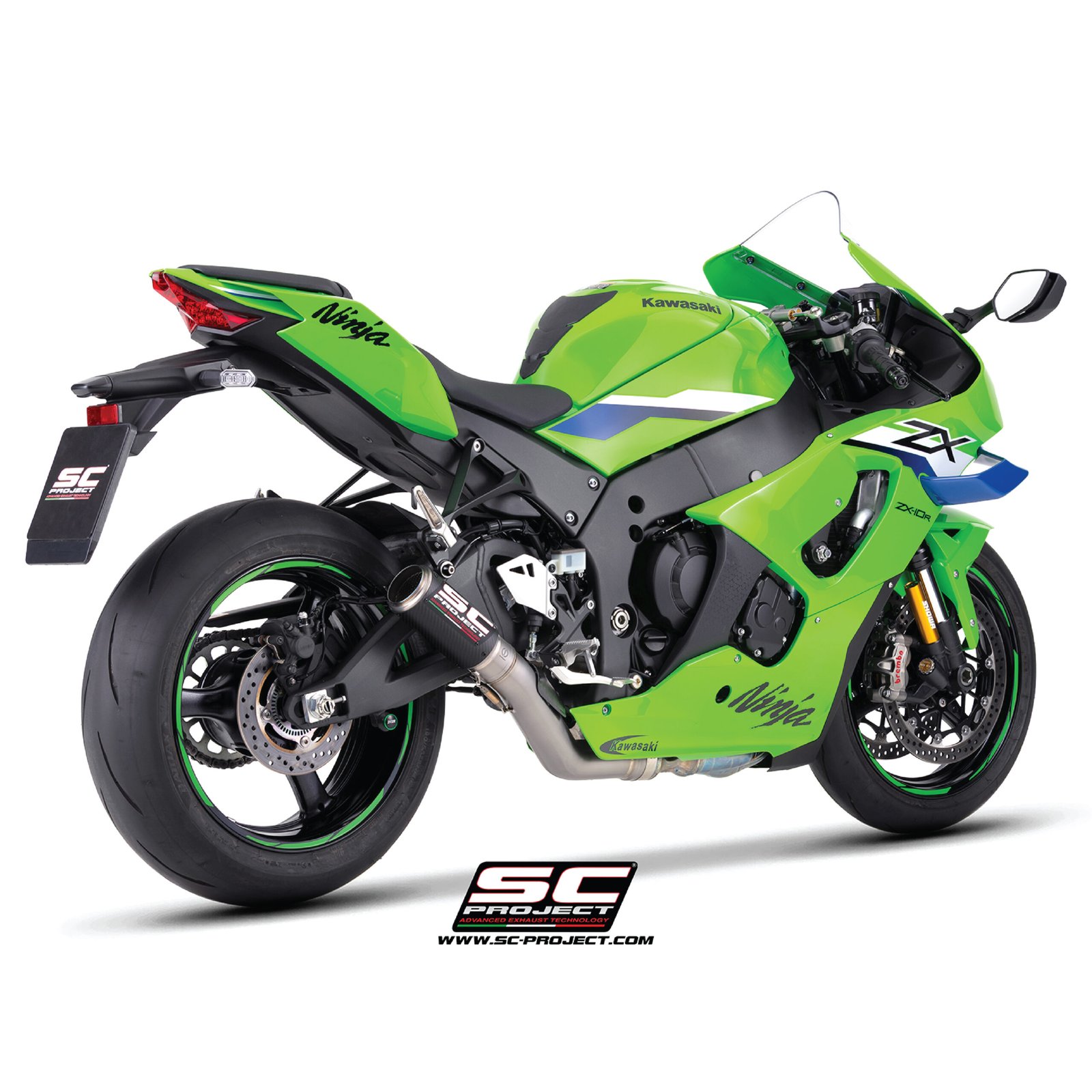 KAWASAKI NINJA ZX10R SC-PROJECT CRT (26+ CARBON FIBER SLIP-ON EXHAUST WITH DE-CAT LINK PIPE – K47A-DET36C - Image 2
